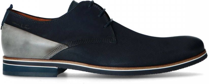 Van lier Blauwe nubuck veterschoenen
