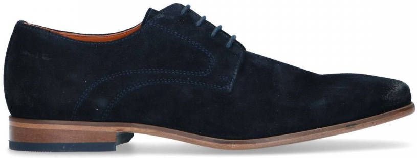 Van lier Blauwe suède veterschoenen