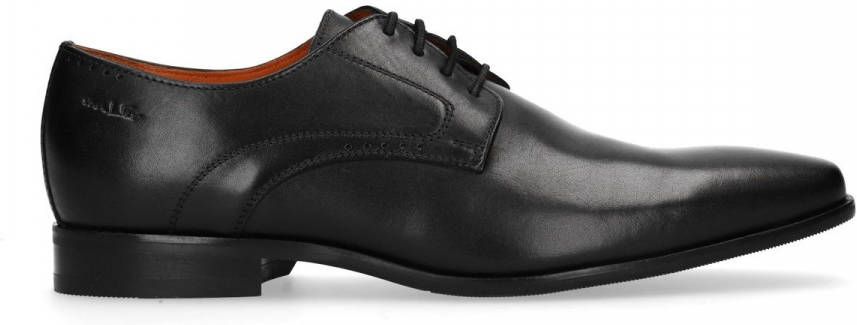 Van lier Zwarte veterschoenen van leer