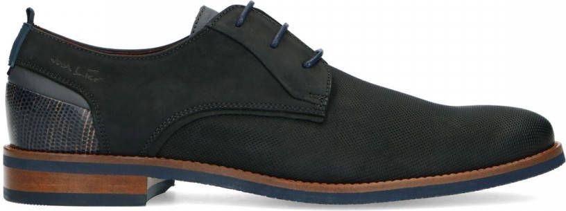Van lier Zwarte nubuck veterschoenen