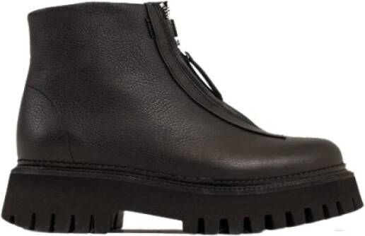 BRONX Groov y Front Zip leren enkelboots zwart
