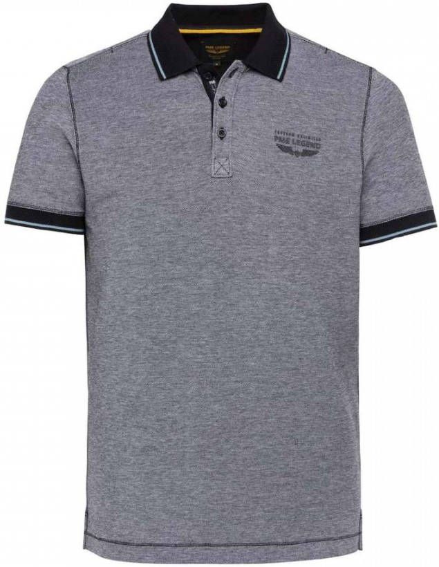 PME Legend gemêleerde regular fit polo donkerblauw