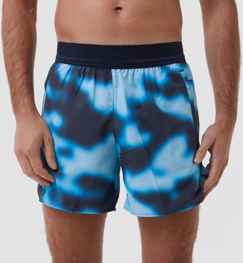 Adidas run icons logo graphic aop hardloopshort zwart/blauw heren