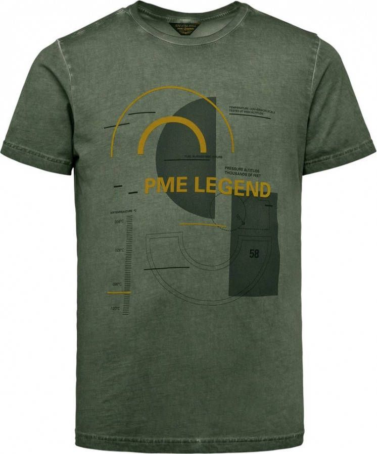 PME Legend T shirt met printopdruk 6414 dusty olive