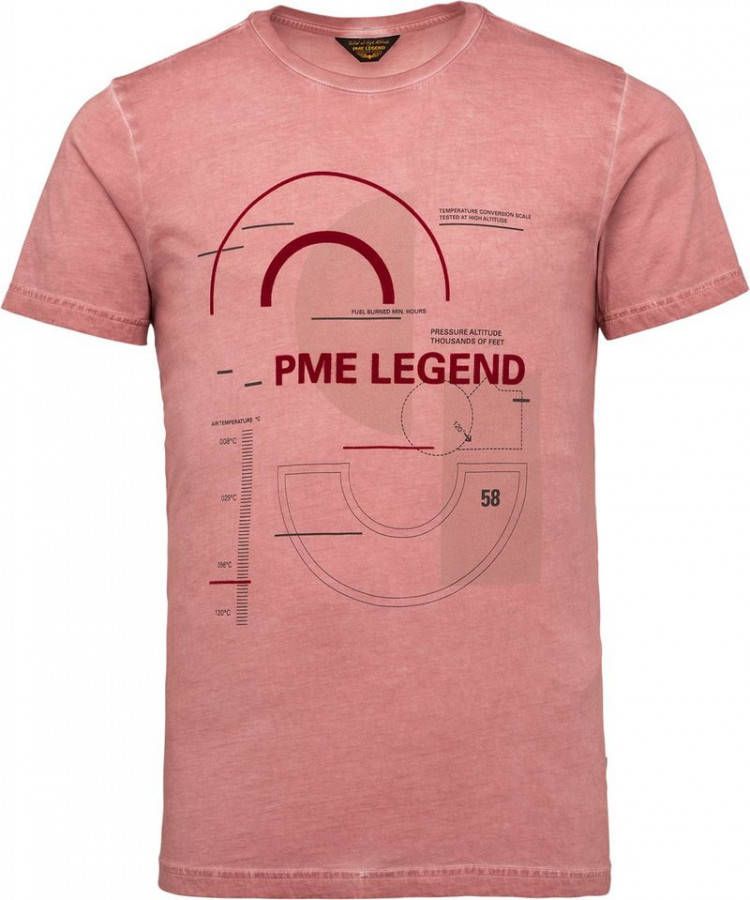 PME Legend T shirt met printopdruk old rose