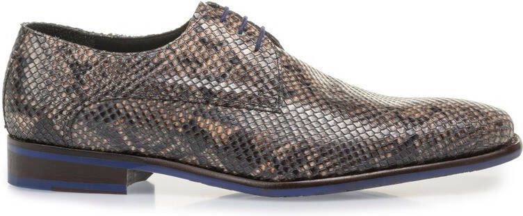 Floris van Bommel leren veterschoenen slangenprint bruin