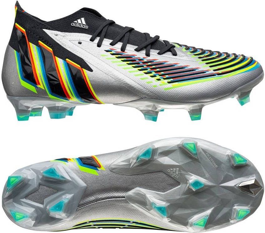adidas Predator Edge.1 Gras Voetbalschoenen(FG)Zilver Zwart Geel