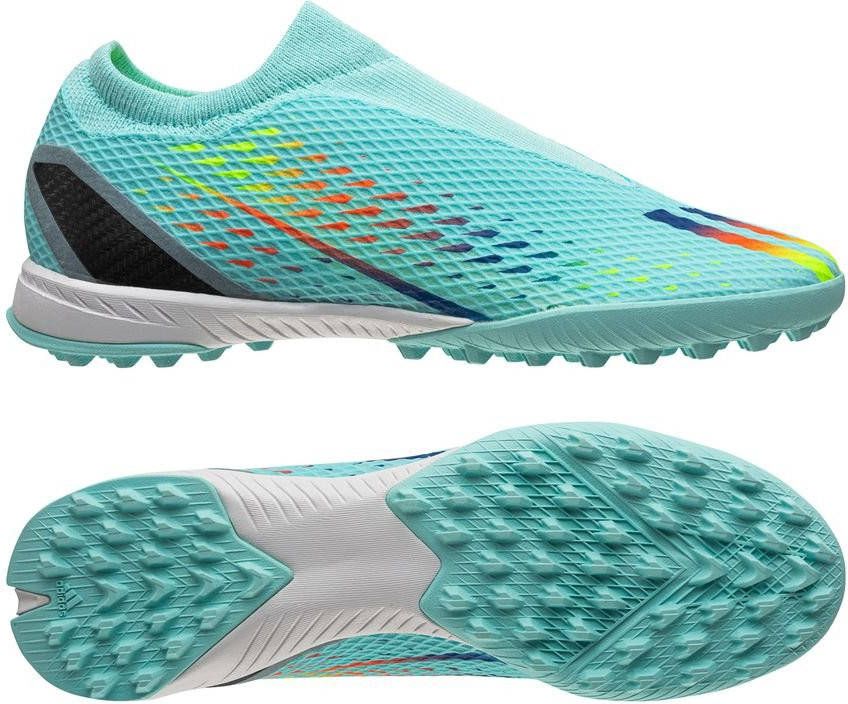 adidas X Speedportal .3 Laceless TF Al Rihla Turquoise/Blauw/Geel